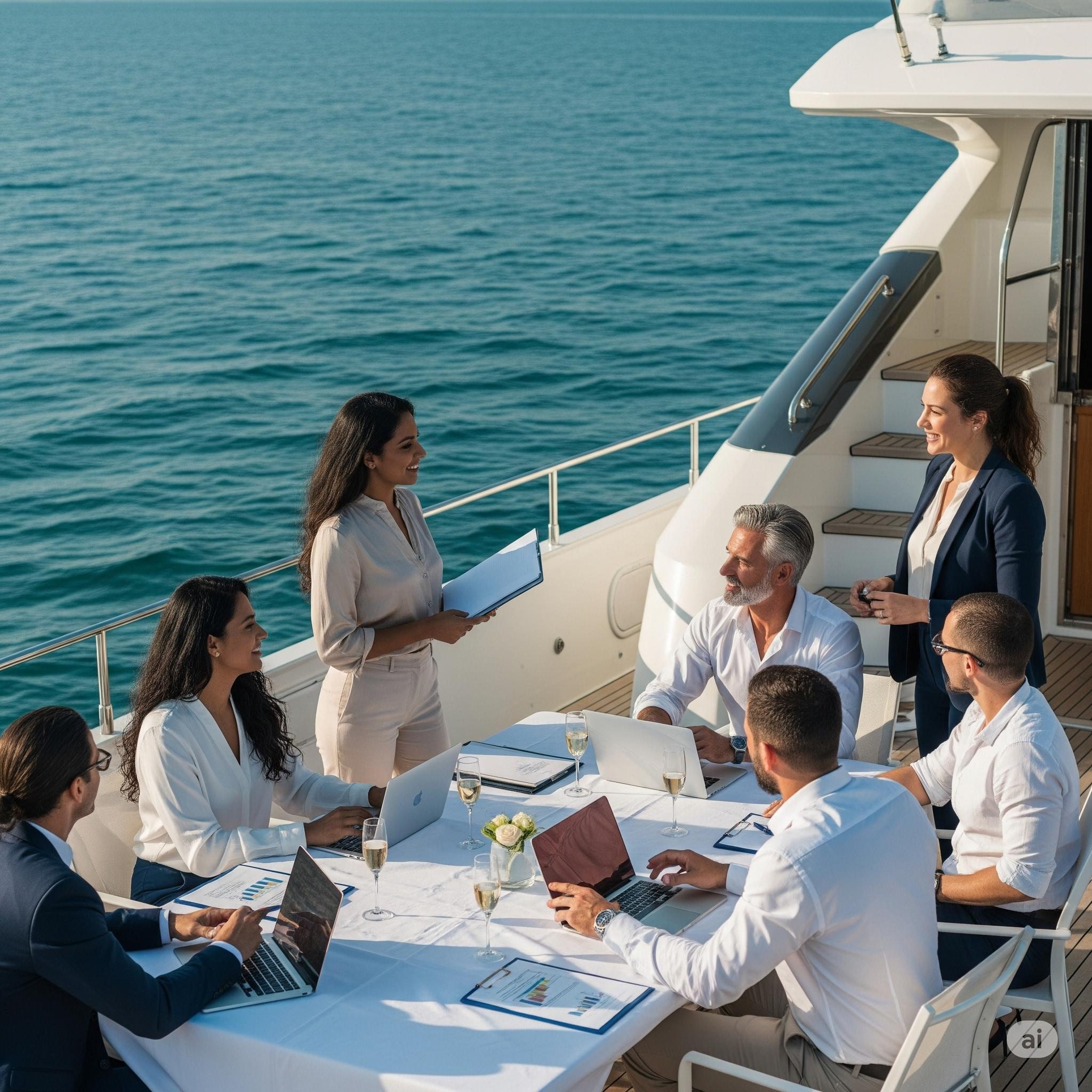 Corporate hospitality on a luxury yacht